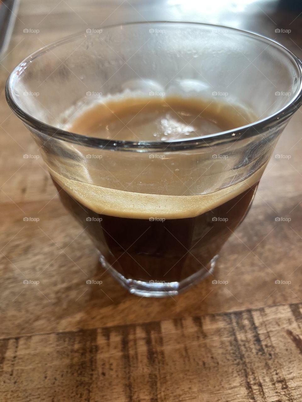 Coffee glass placed on a wooden table