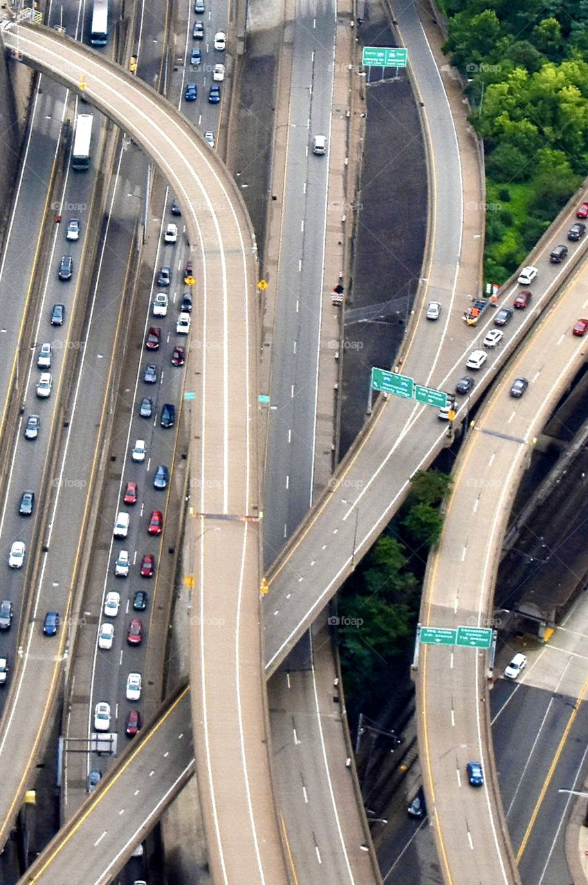 Highway viewed from helicopter 