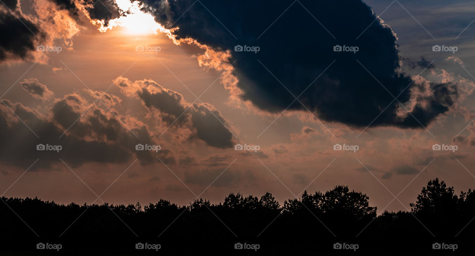 Angry Clouds Form as the Sunsets over Virginia USA