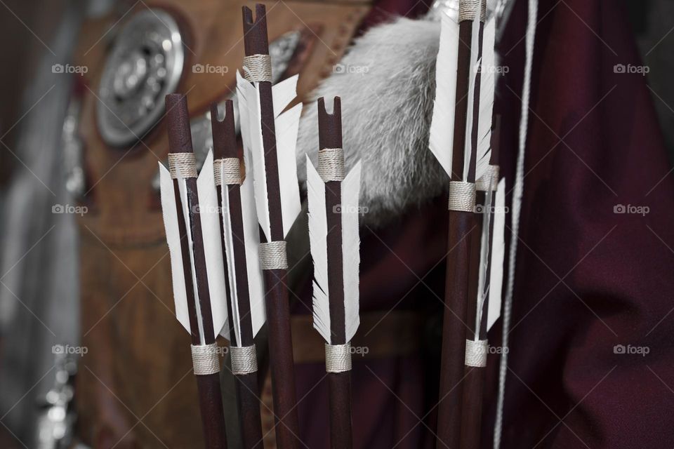 Ancient arrows close up view