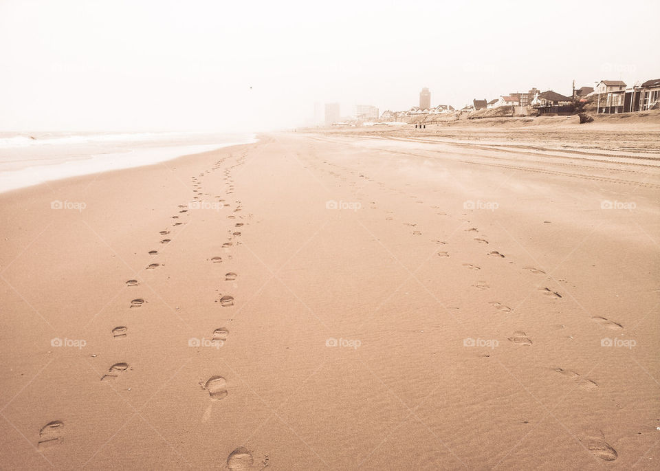 Footprints at the beach 