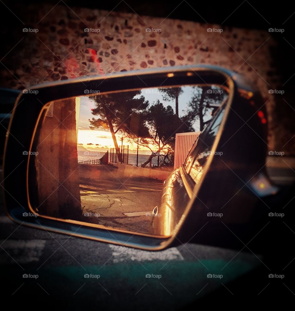 sunset in the mirror