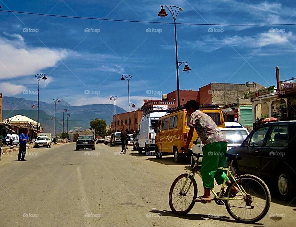 Man driving his bike in Morocco