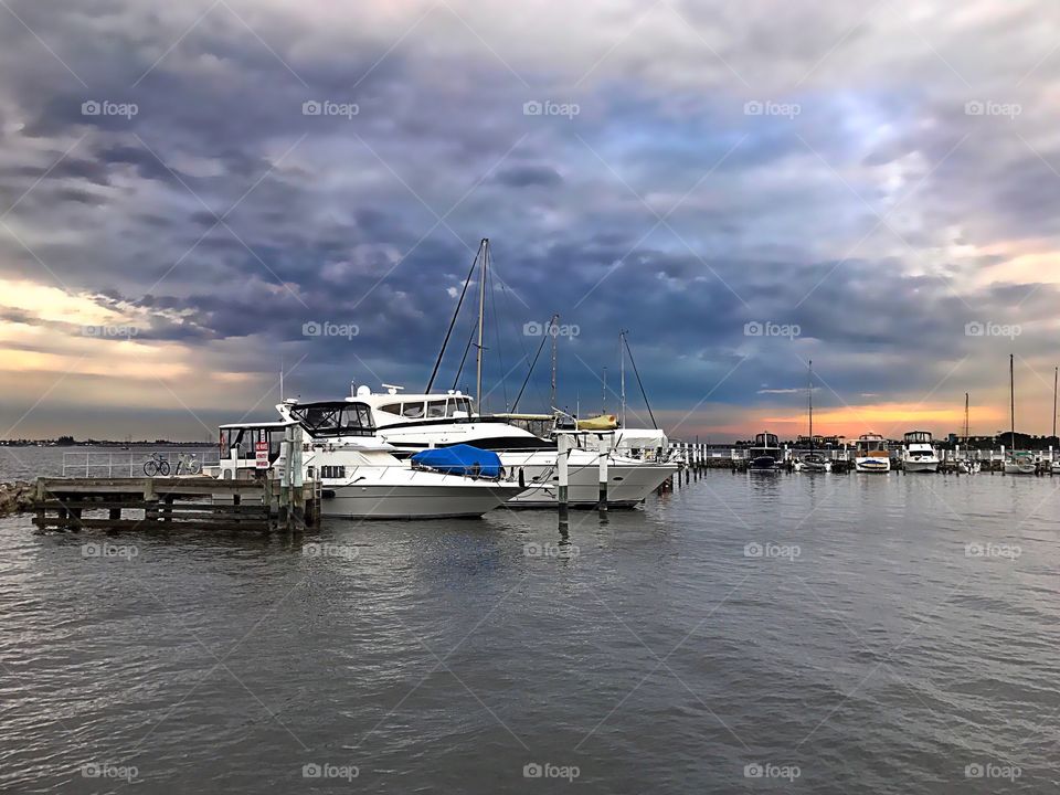 Storm clouds joining over the marina.