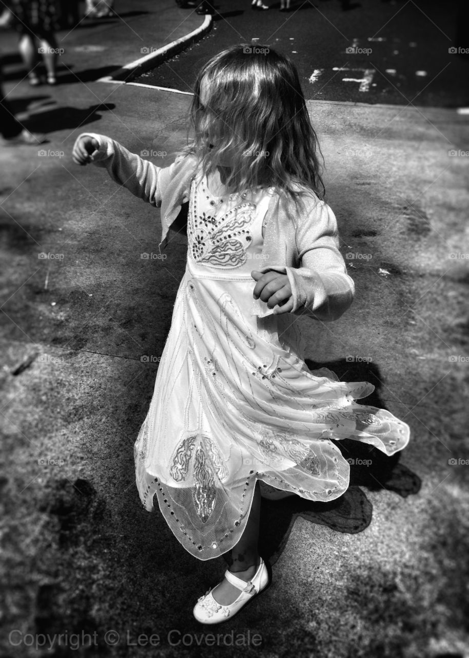 Girl running on street