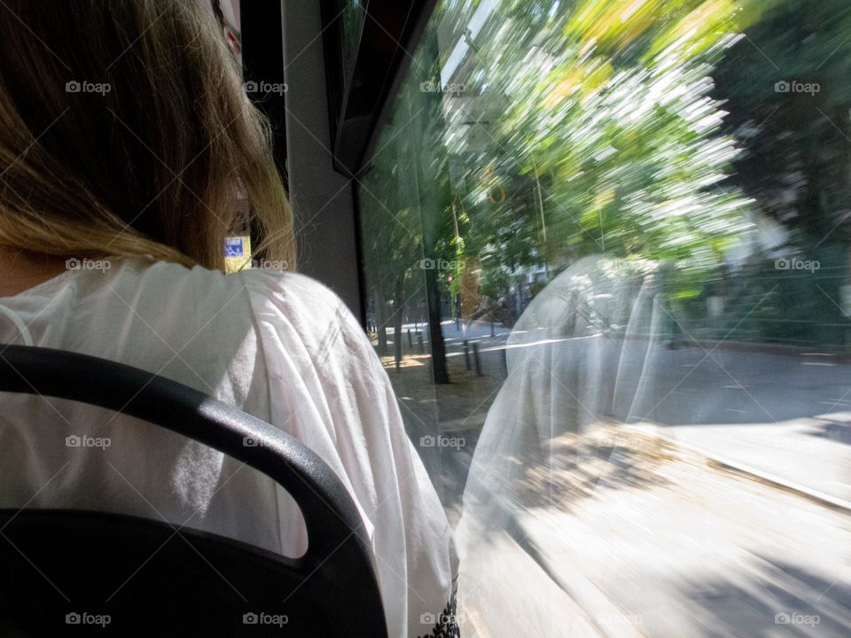 Window seat on bus 