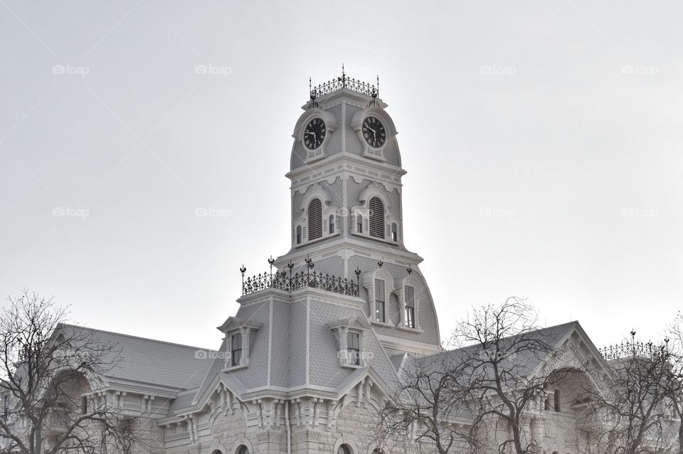 Classic revival style Hill County, Texas courthouse. 