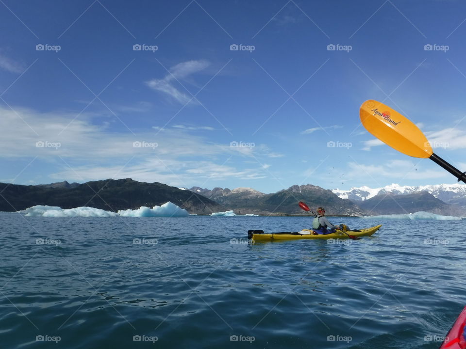 Kayaking to Columbia glacier near Valdez Alaska 