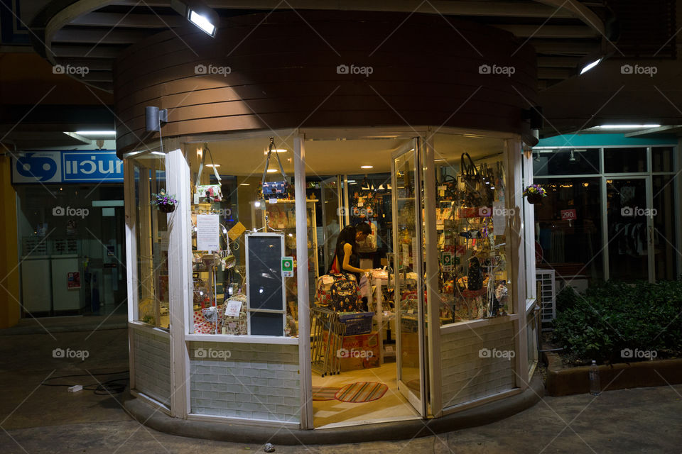 Street store in Thailand at night