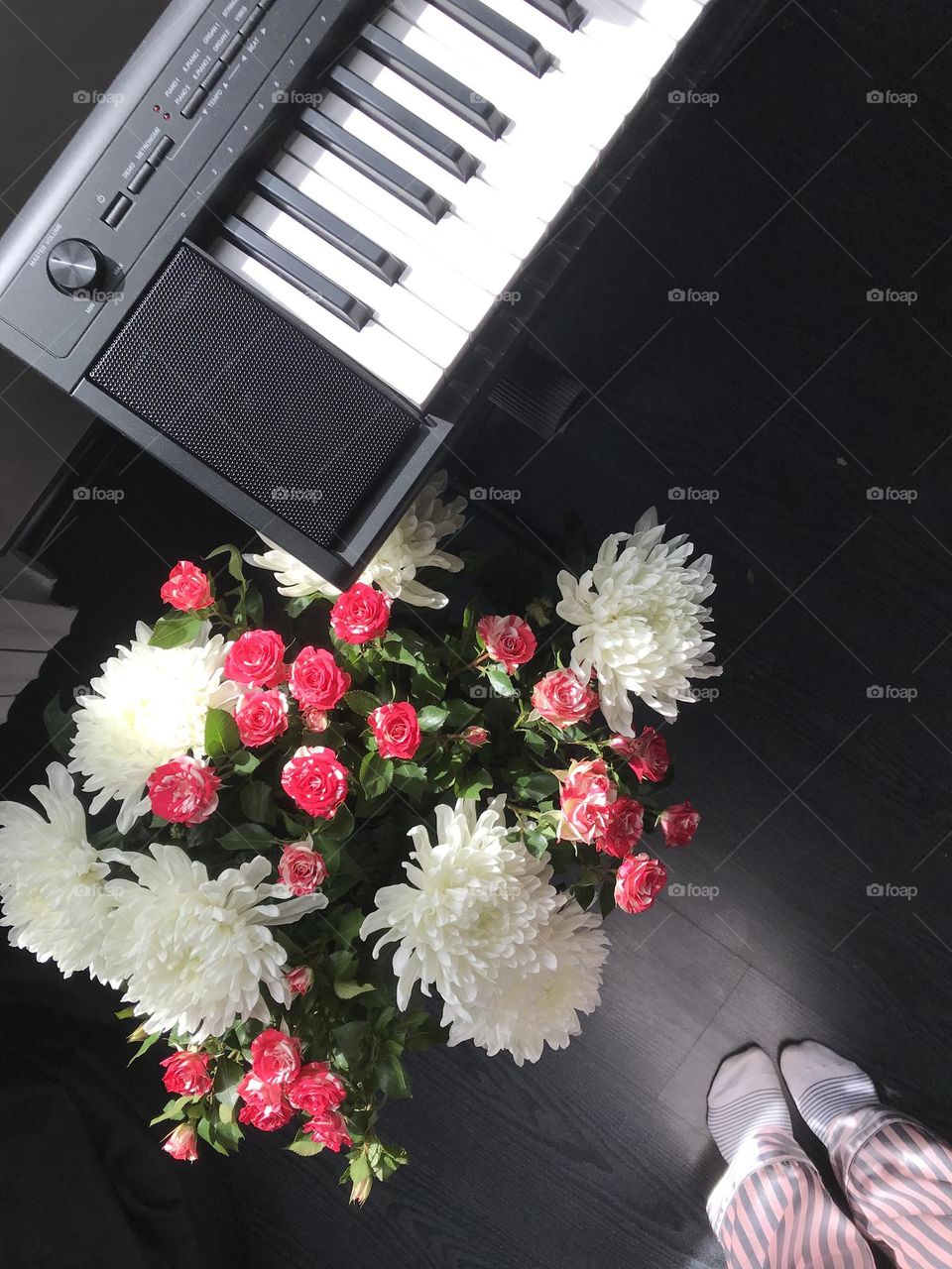 White beautiful flowers in vase at home