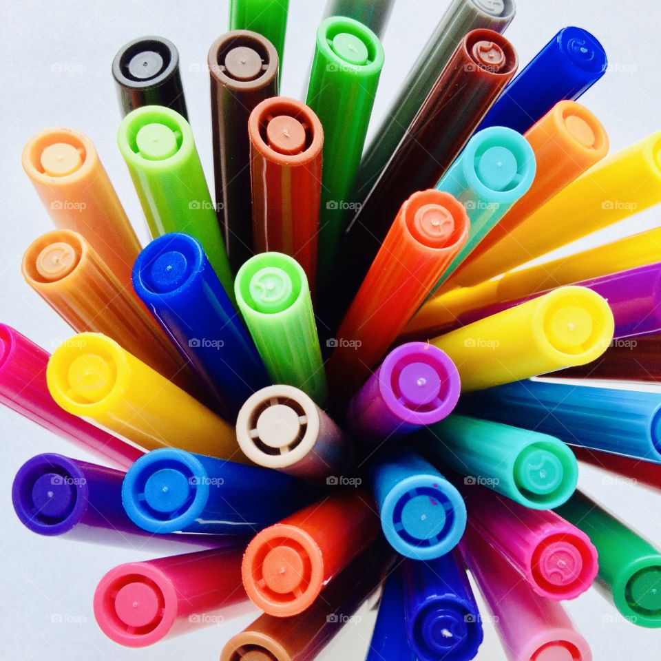 bright multi-colored felt-tip pens