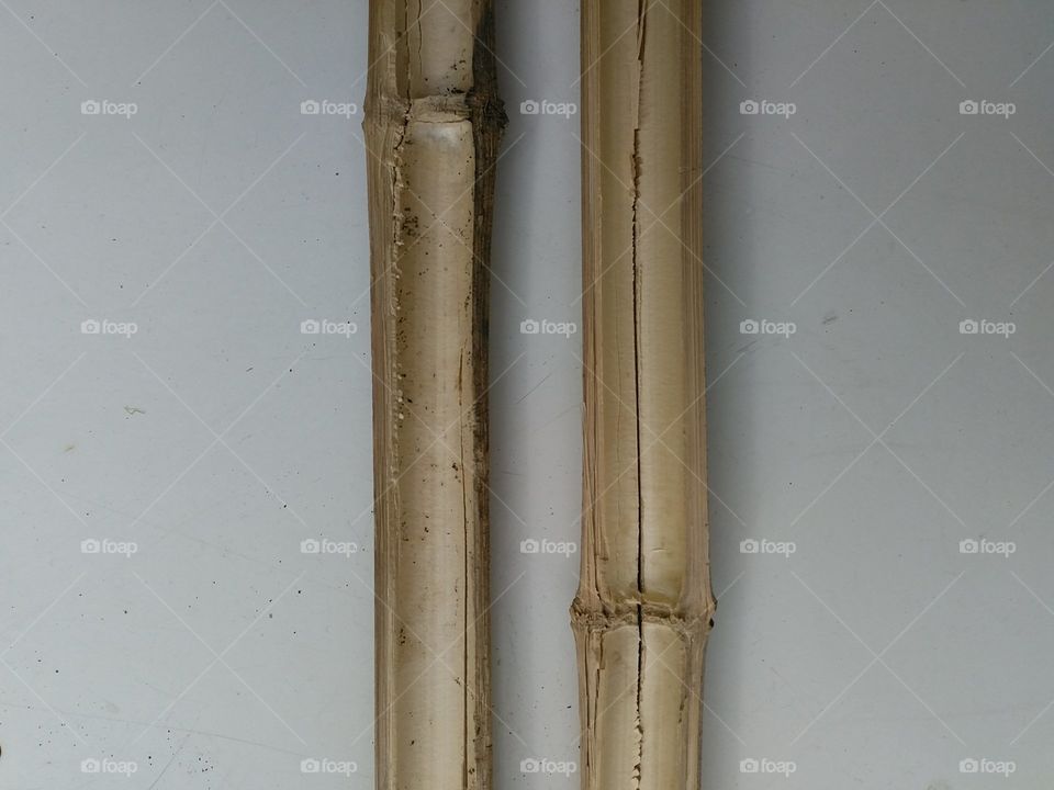 split bamboo on white background