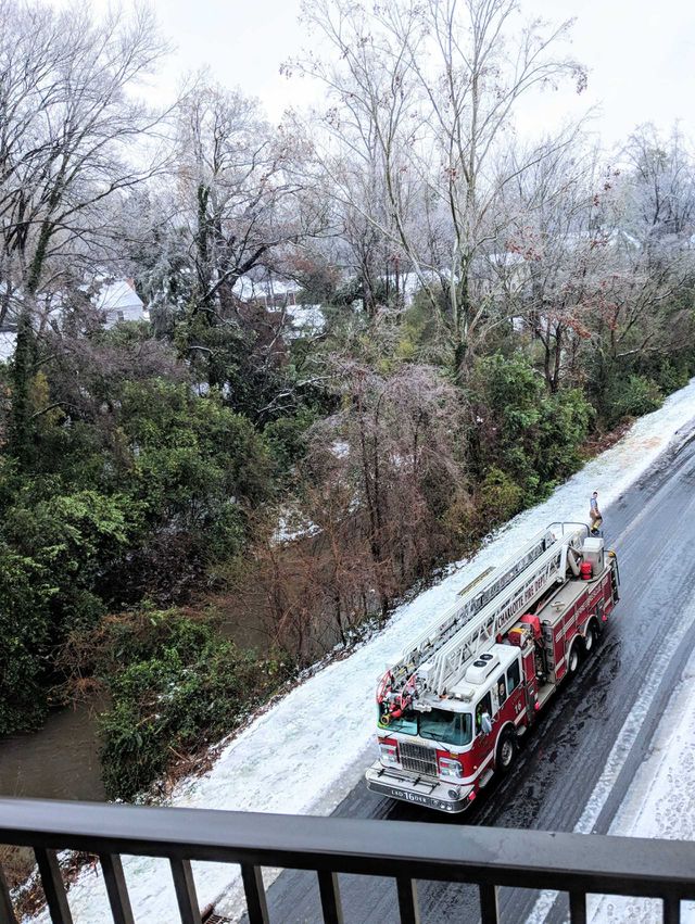 fire truck winter storm