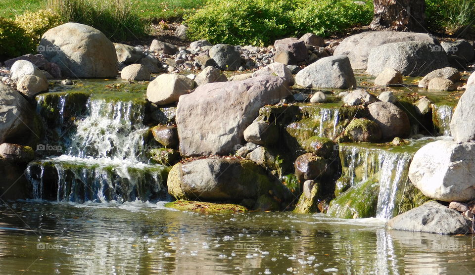 Waterfall off the rocks