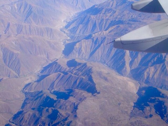 Flying over Andes mountain range 