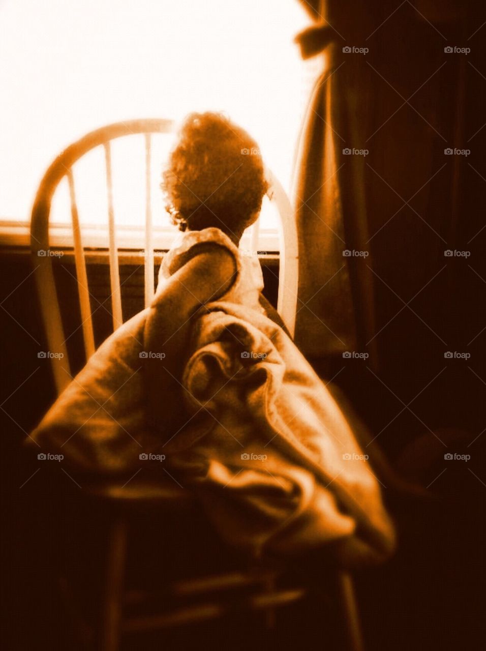 Daughter waiting for her daddy to return home