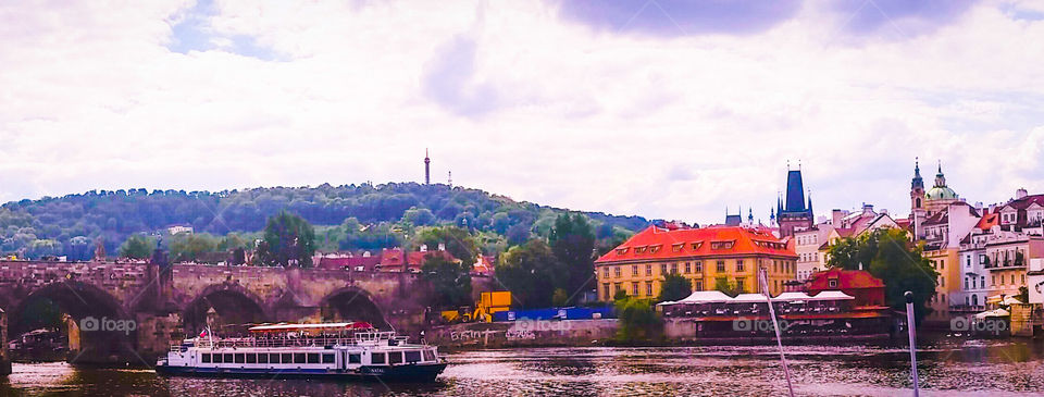Prague from atop a cruise ship