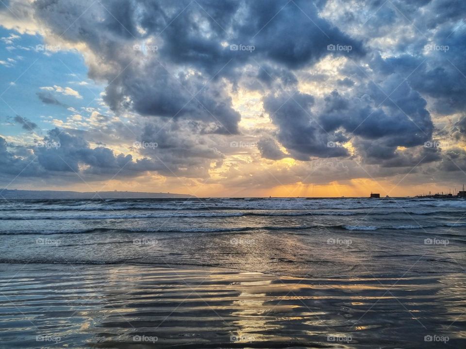 sea sunset sunrise sky clouds