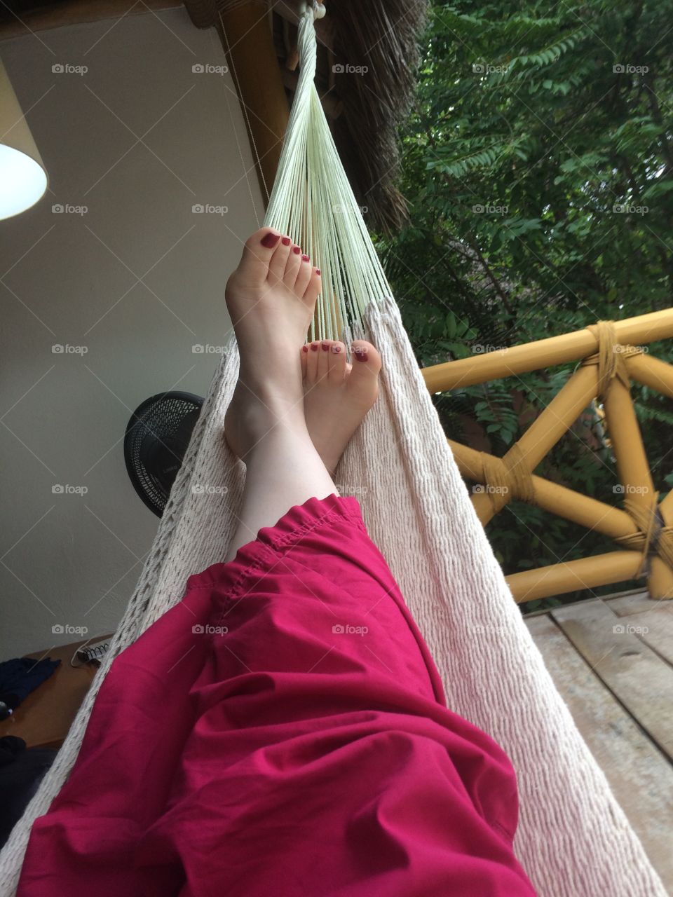 Feet in a hammock 