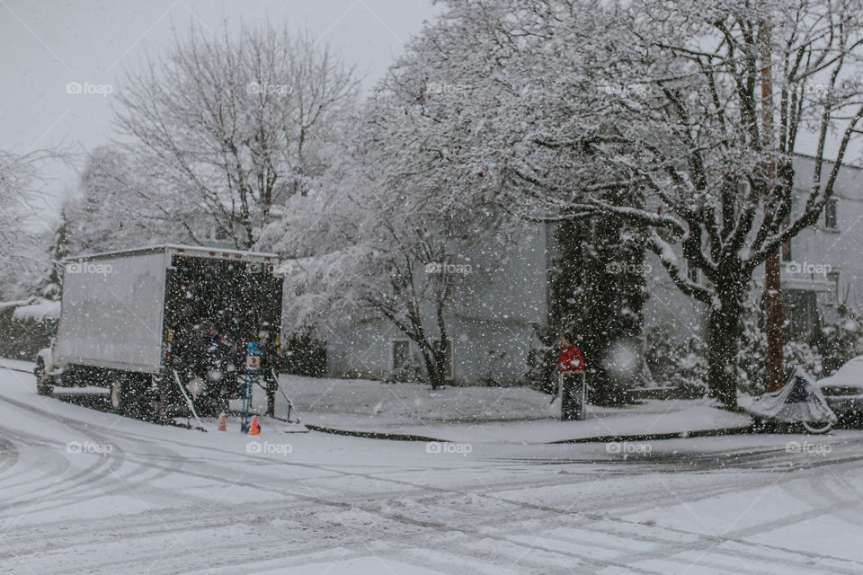 Moving during a snowy day