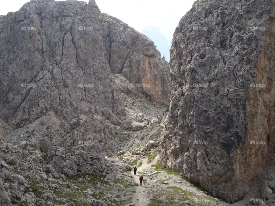 Big Valley in dolimite,Italy. Getting off from "Sasso lungo",Dolomiti,Italy