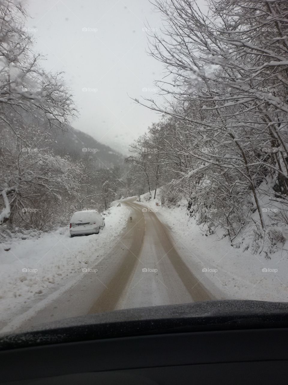 Winter road covered with snow