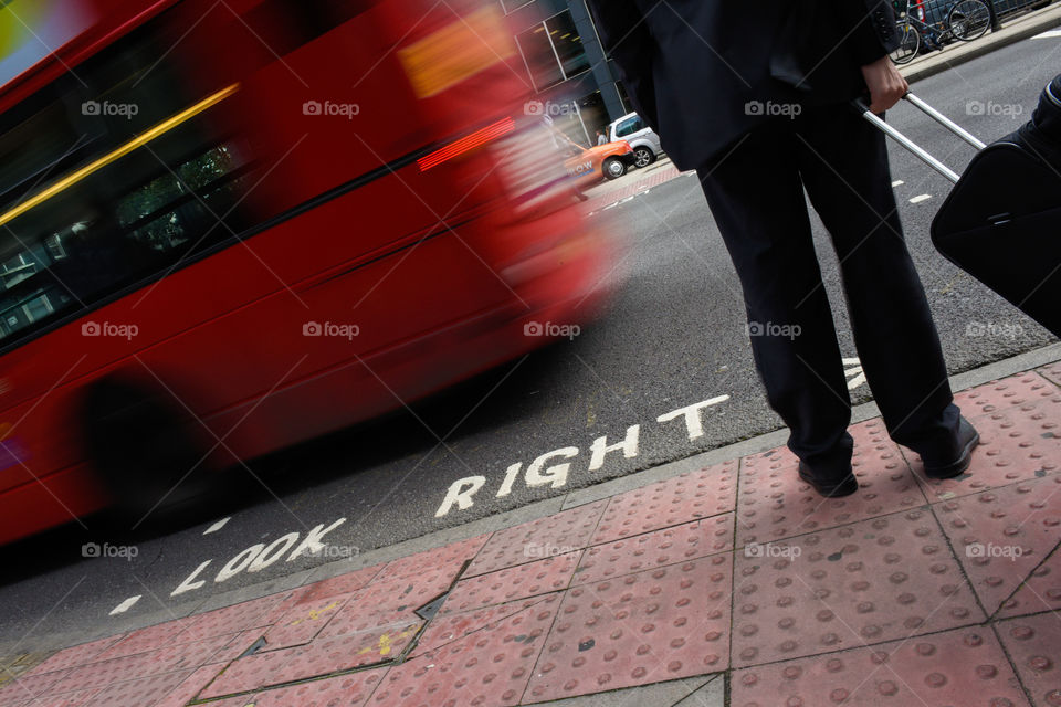 Look right text on the streets of London.