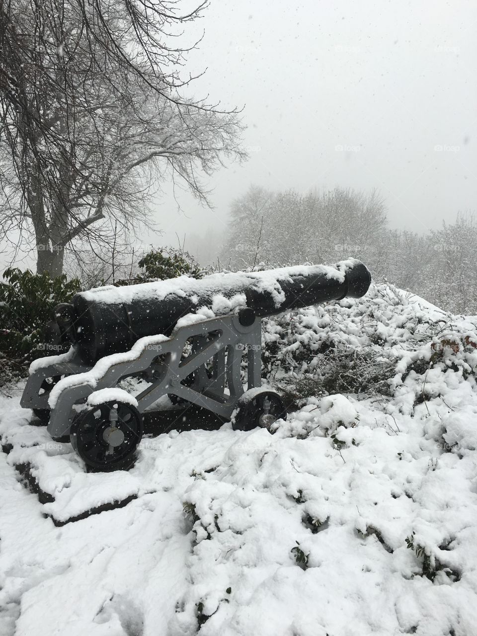 Cannon in the snow, England