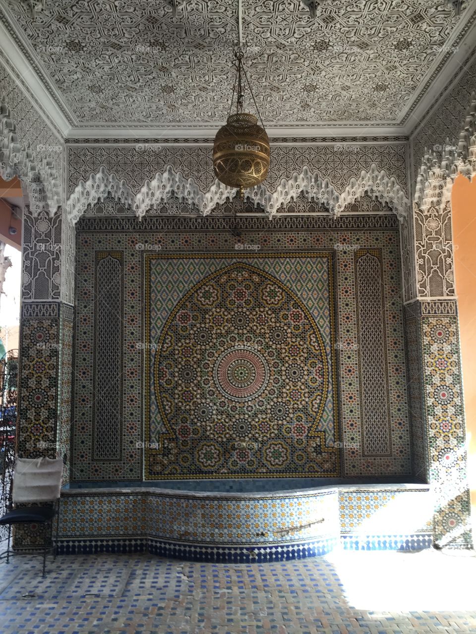 Mosaic entrance to the artisanal market in Marrakech 