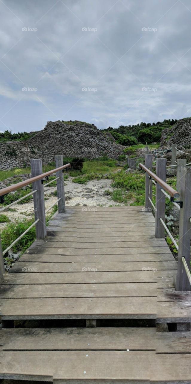 cầu nhỏ bắt qua suối.