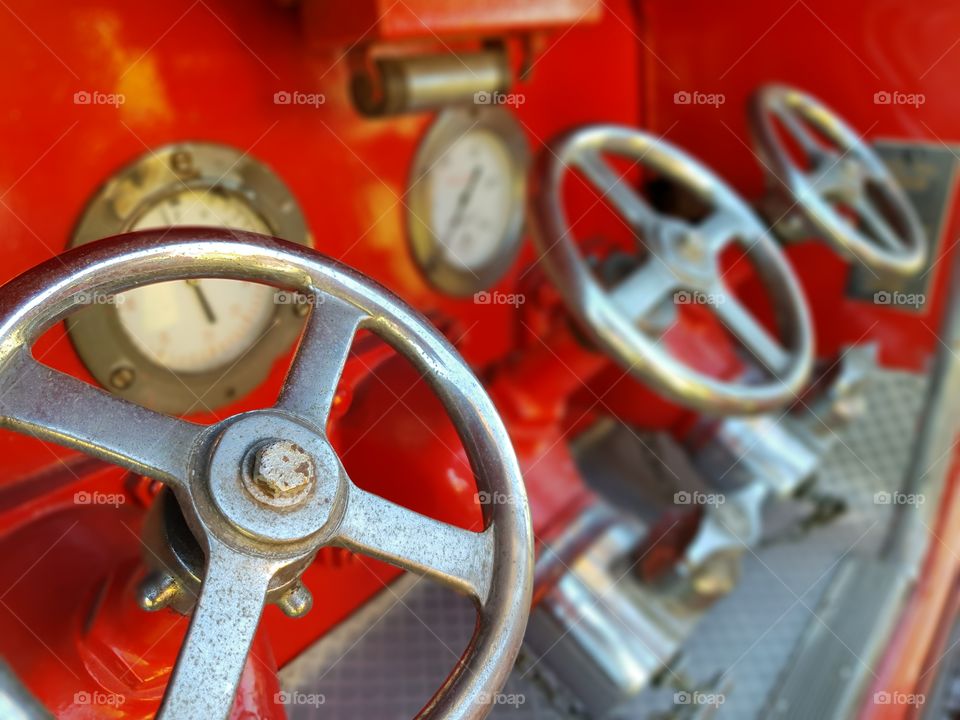 vintage classic fire engine hose wheels