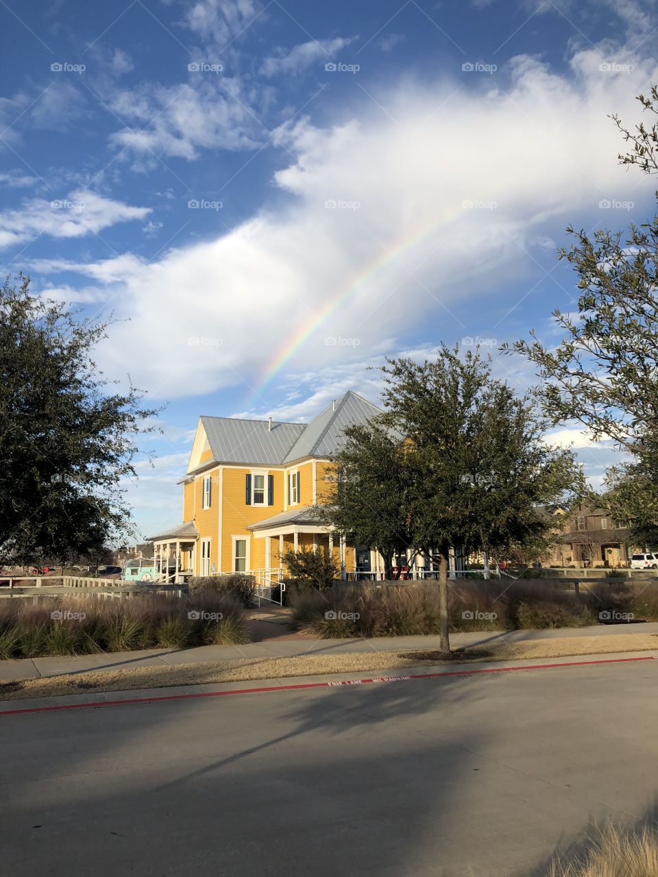 Rainbow over Farmhouse Coffee shop