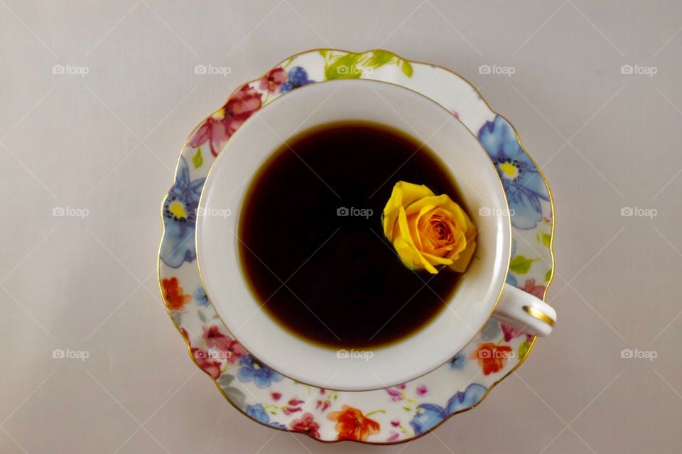 Coffee, flower, yellow, still life 