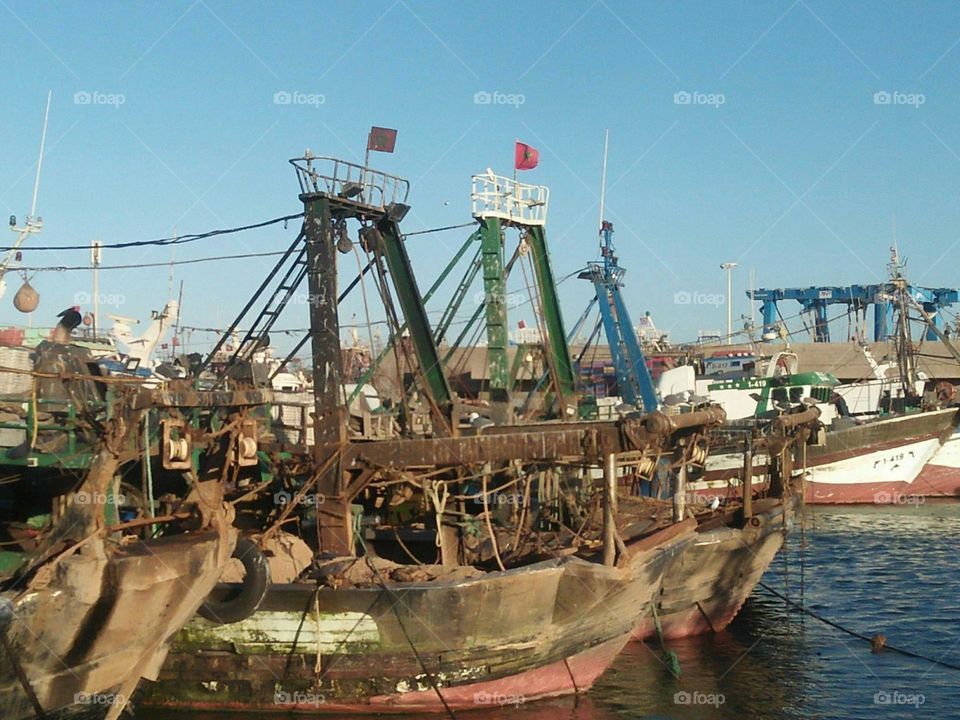 Beautiful ships at essaouira harbour in Morocco.