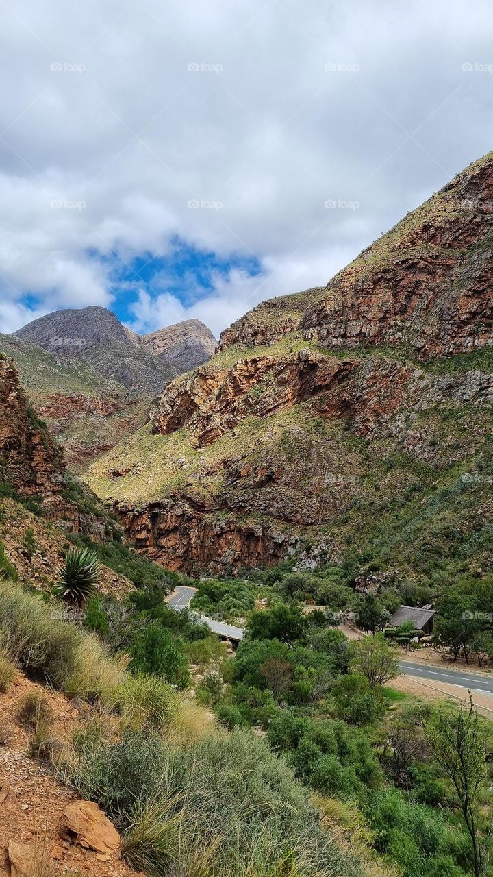 The road less traveled. beautiful scenery on a roadtrip South Africa.