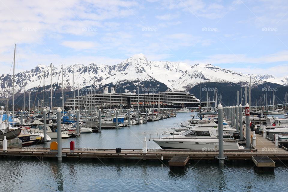 The beautiful view found at the port in Seward, AK.