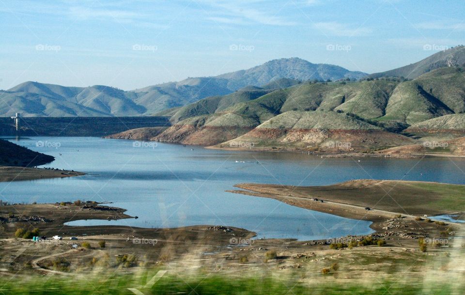 Landscape. Mountains. Reservoir 