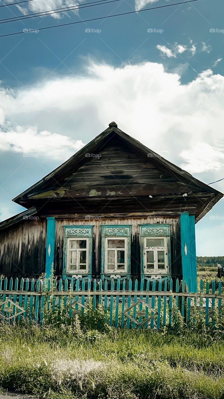 old wooden village house