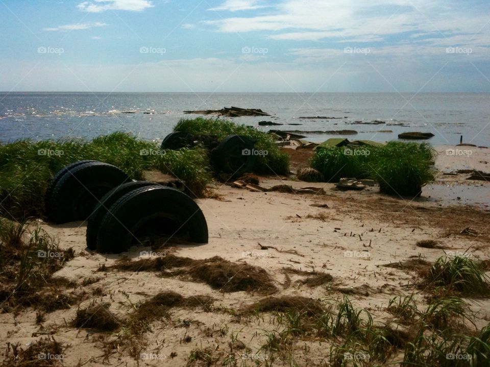 What's left of a truck on the beach at East Point, New Jersey. 