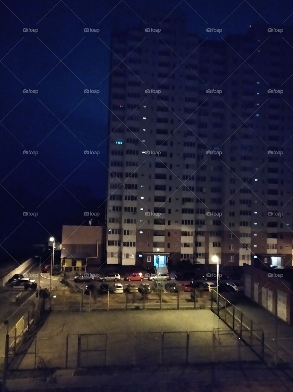 Night cityscape from the balcony