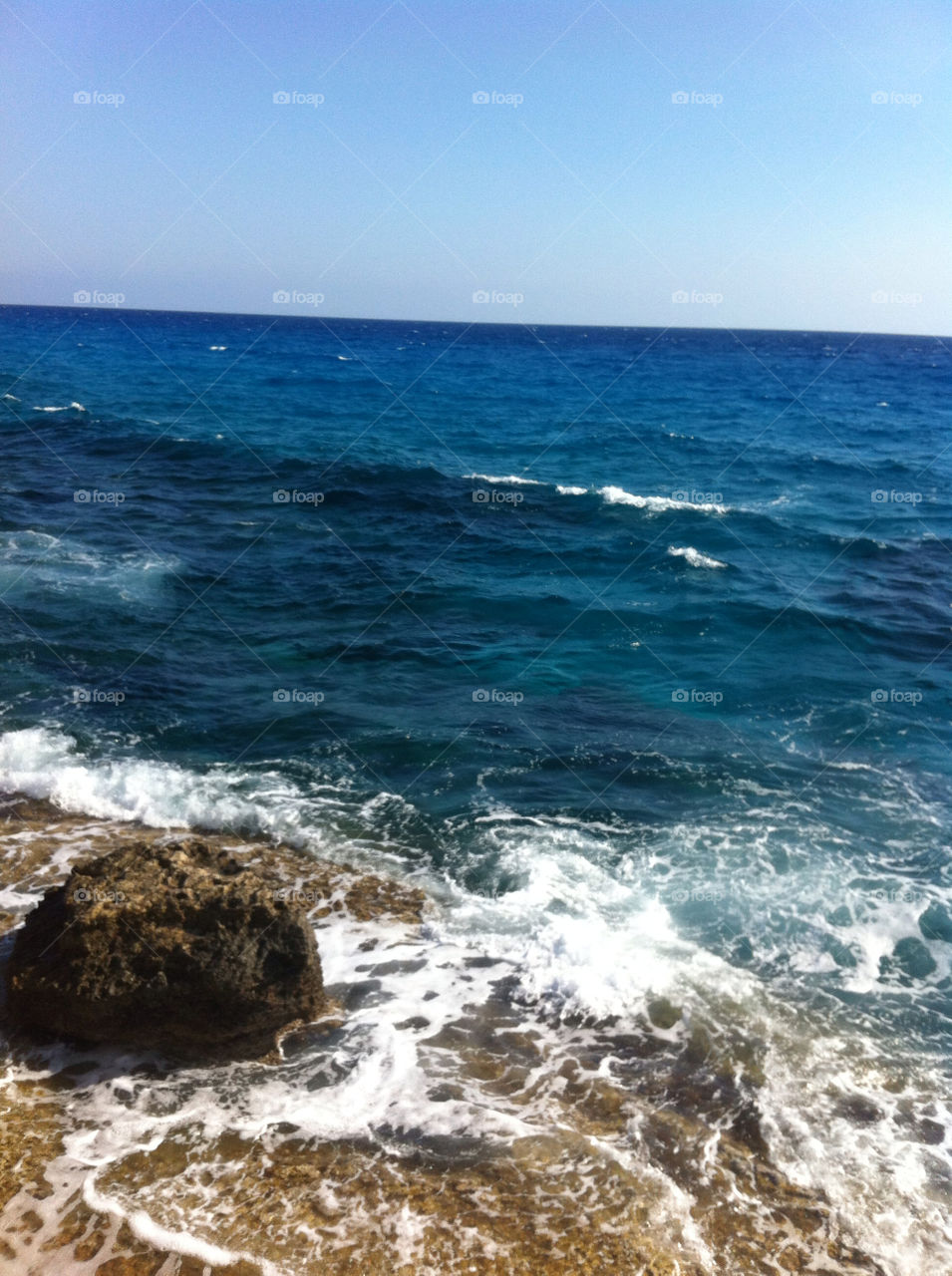beach ocean blue stones by christianam