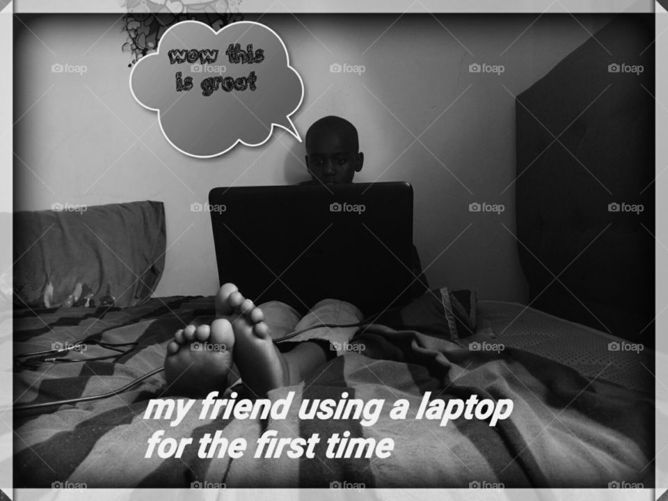 My friend with a laptop for the first time wow