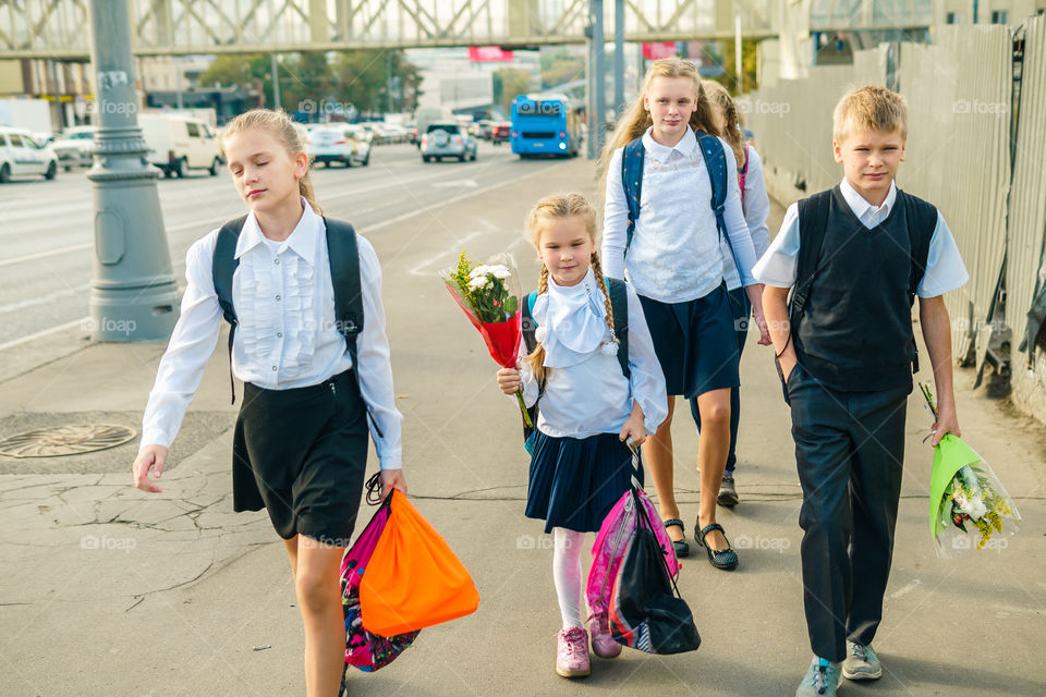 Group of children back to school