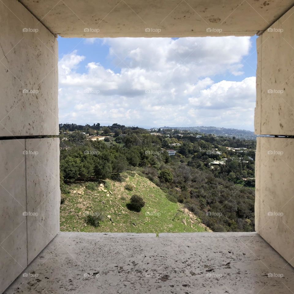 Hidden view from above of the nature and the village