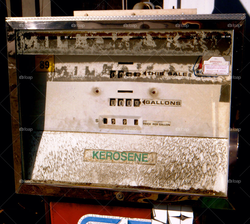antique fuel pump gallons by refocusphoto