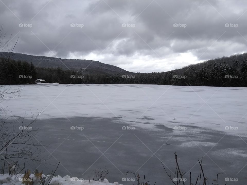 Mountain frozen lake