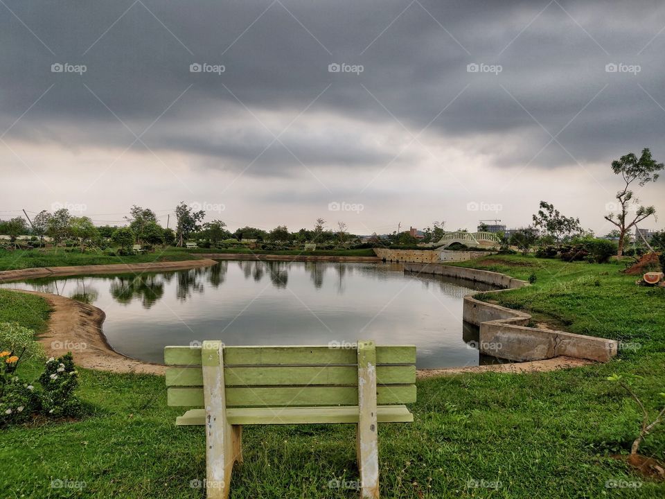 Cloudy weather in a park