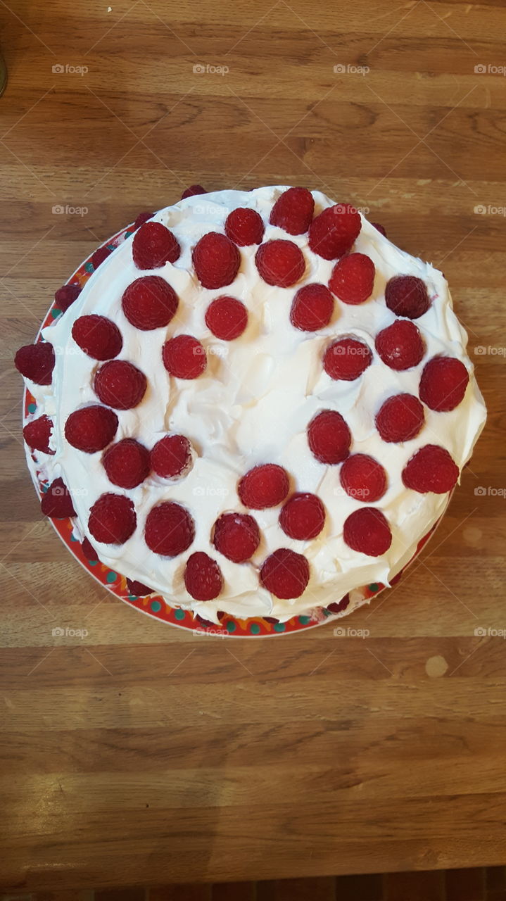 Raspberry Angel food Cake