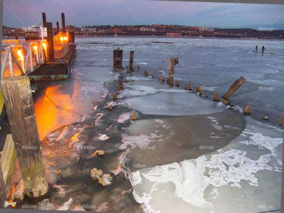winter river dock ferry by delvec