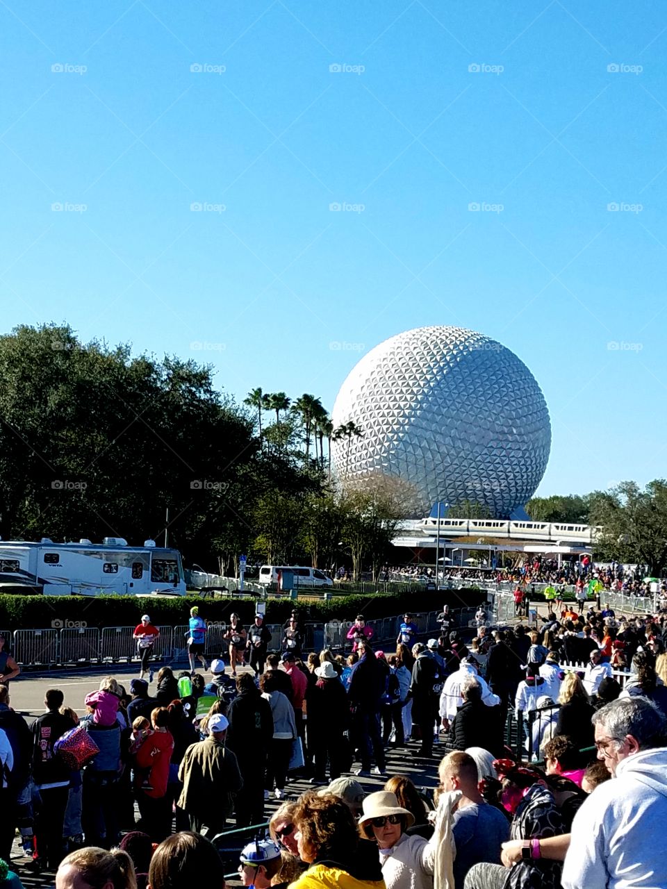 Disney Marathon final stretch with Epcot in the background